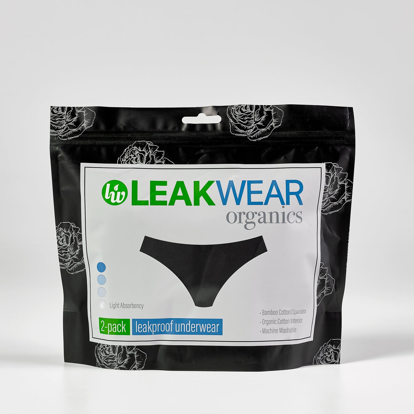 Leakwear Organics Panties For Periods And Incontinence Absorbent Hipster 2- Pack